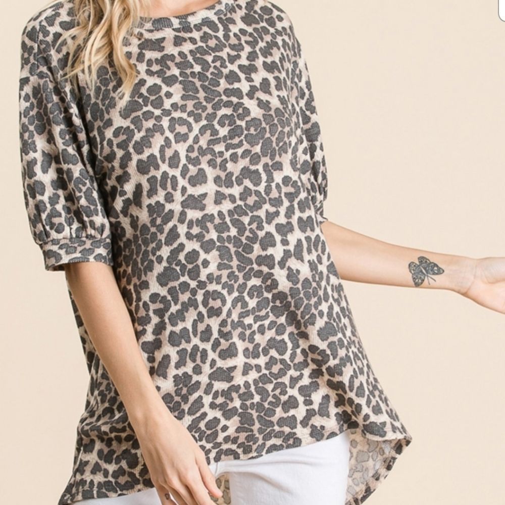 Taupe Animal Print Top